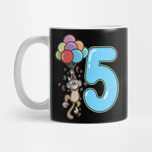 Fifth 5th Balloon Monkey Children's Birthday Mug